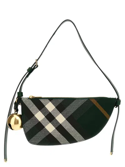 Burberry Mini Shield Bell Charm Checked Shoulder Bag In Multi