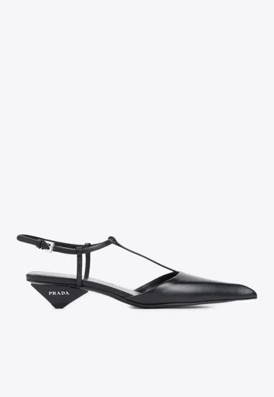 Prada 35 Calf Leather Pumps In Black