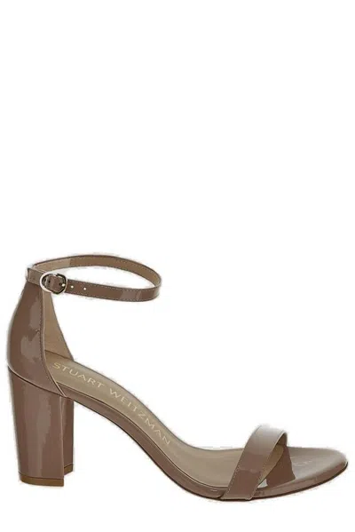 Stuart Weitzman Nearlynude Strap Sandal In Platinum