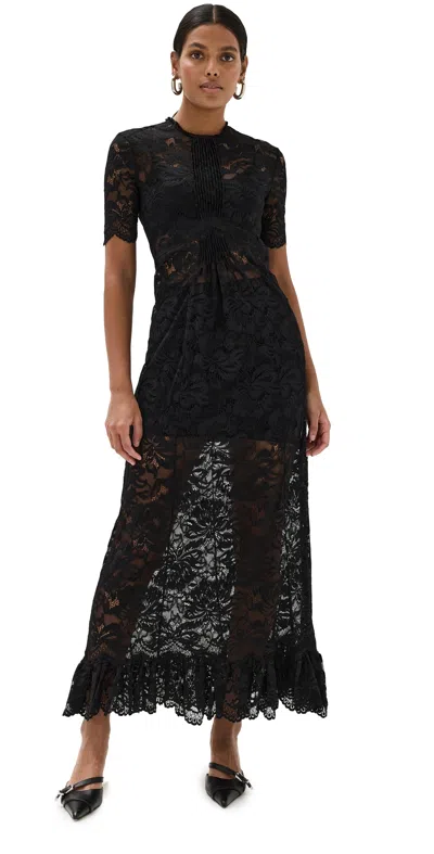 Rabanne Floral-lace Maxi Dress In Black