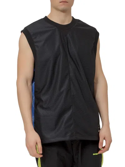 Daniel Patrick Mesh Over Tank Top With Side Bands In Black