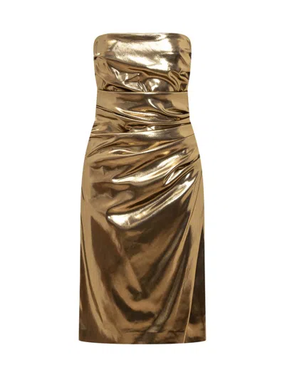 Dolce & Gabbana Longuette Dress In Gold