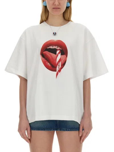 Fiorucci T-shirt With Mouth Print In White