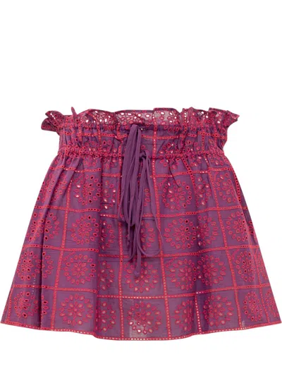 Ganni Purple Broderie Anglaise Mini Skirt In Sparkling Grape