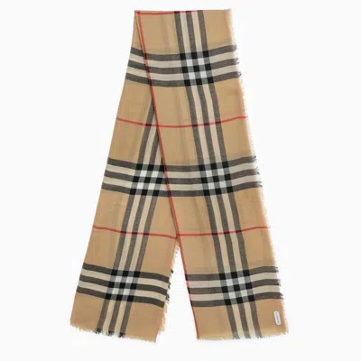 Burberry Scarf With Check Pattern In Cream