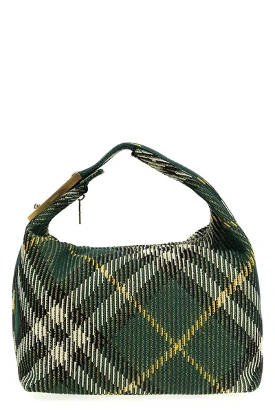 Burberry Woman Embroidered Nylon Medium Peg Handbag In Green