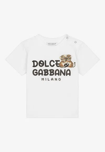 Dolce & Gabbana Babies' Logo-print Cotton T-shirt In White