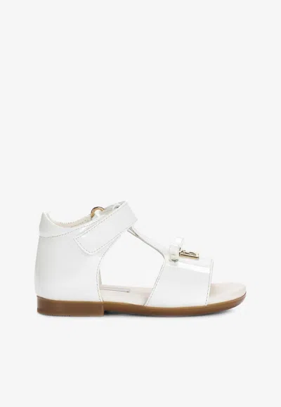 Dolce & Gabbana Baby Girls Dg Patent Leather Sandals In Neutral