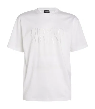 Giorgio Armani Embroidered Logo T-shirt In White