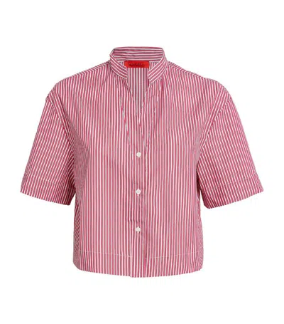 Max & Co Cotton Poplin Cropped Shirt In Pink
