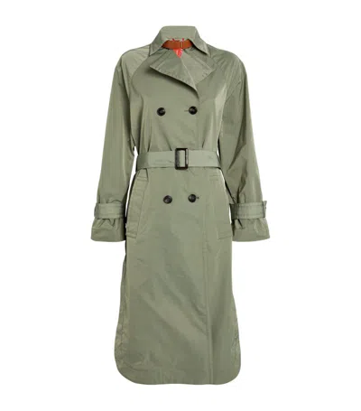 Max & Co Double-breasted Trench Coat In Green