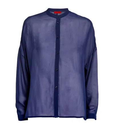 Max & Co Sheer Georgette Shirt In Blue