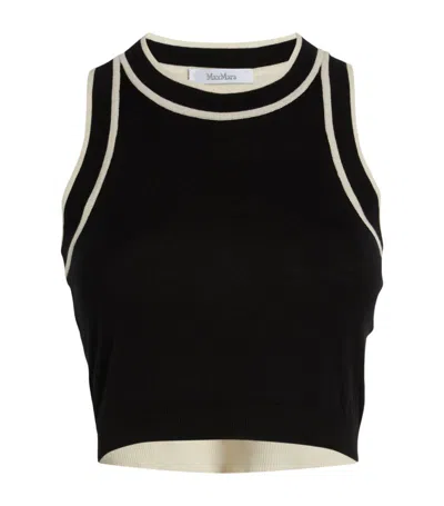 Max Mara Knitted Contrast Crop Top In Black