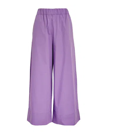 Max & Co Cotton Poplin Cropped Trousers In Purple