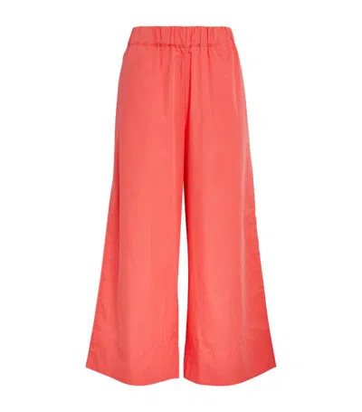 Max & Co Cotton Poplin Cropped Trousers In Pink