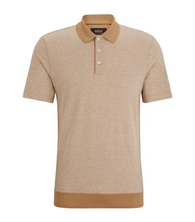 Hugo Boss Bubble-structure Polo Shirt In Cotton And Cashmere In Beige
