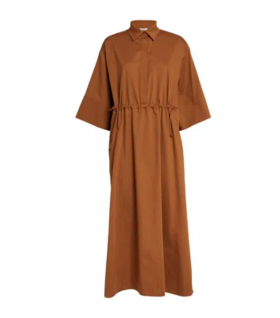 Max Mara Cotton-silk Shirt Dress In Brown