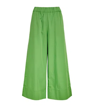 Max & Co Cotton Poplin Cropped Trousers In Green