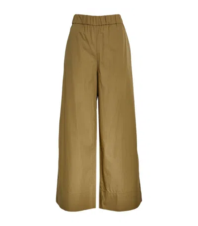 Max & Co Cotton Wide-leg Trousers In Green
