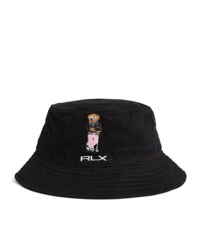 Ralph Lauren Embroidered Polo Bear Bucket Hat In Black