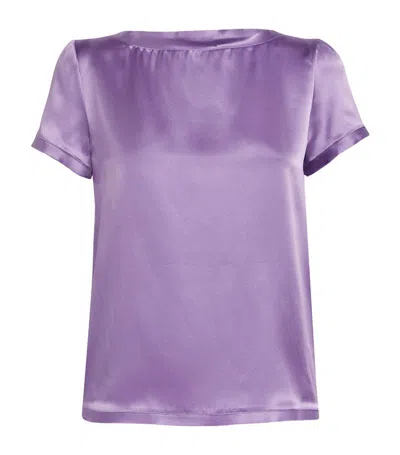 Max & Co Silk Short-sleeve Blouse In Purple