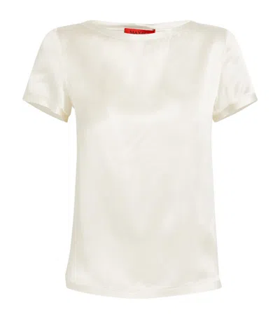 Max & Co Silk Short-sleeve Blouse In White