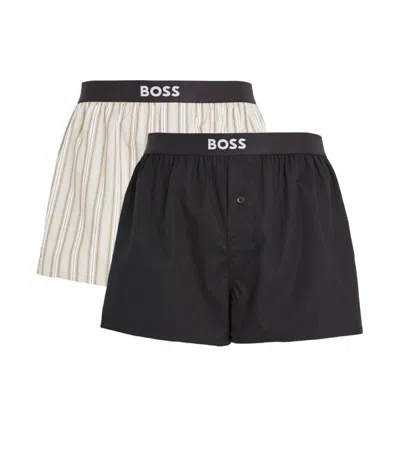 Hugo Boss Woven Logo Boxer Shorts (pack Of 2) In Multi