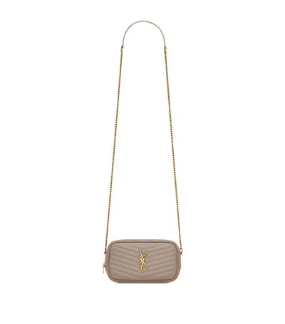 Saint Laurent Small Lou Quilted Crossbody Bag In Beige