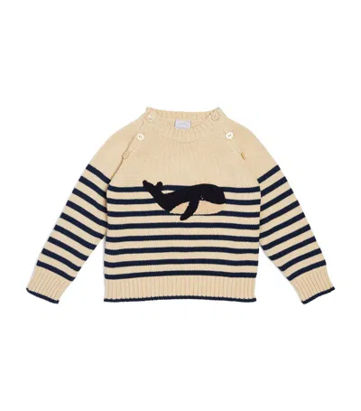 Pepa London Kids'  Whale Striped Sweater (2-4 Years) In Blue