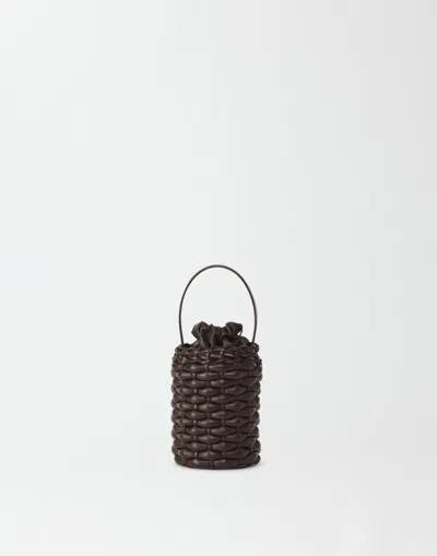 Fabiana Filippi Interwoven Leather Bucket Bag In Coffee