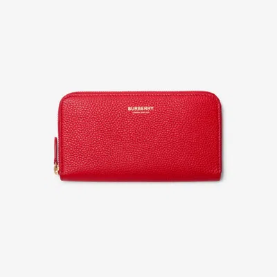 Burberry Large Leather Zip Wallet In Bright Red
