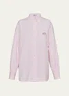 Prada Embroidered Oxford Cotton Shirt In F0028 Rosa