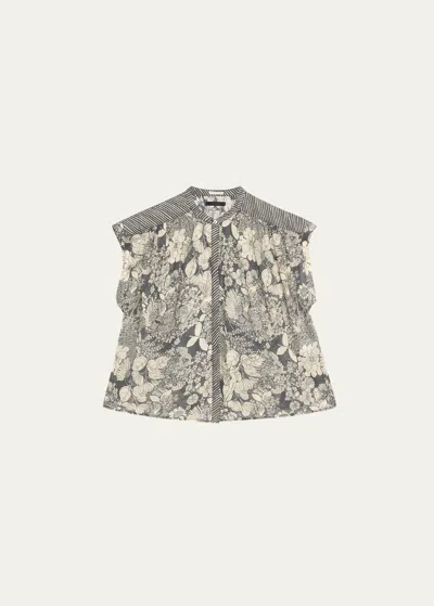 Mother The Slow Ride Floral Cotton Button-up Shirt In French Fai