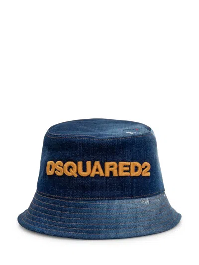 Dsquared2 Denim Bucket Hat In Blue