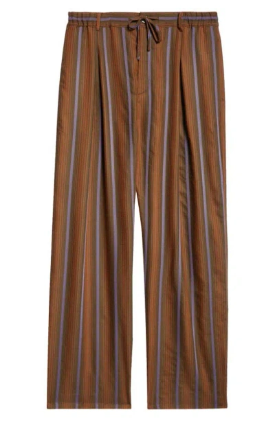 Wales Bonner Mens Brown And Blue Chorus Striped Relaxed-fit Wool Trousers