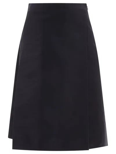 Marni A-line Cotton Midi Skirt In 黑色的