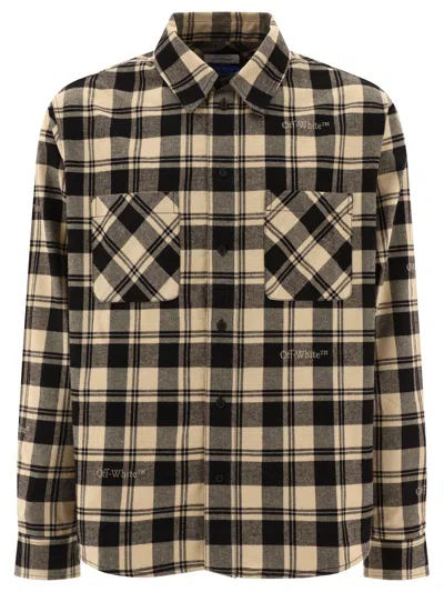 Off-white Check Flannel Shirt In Beige