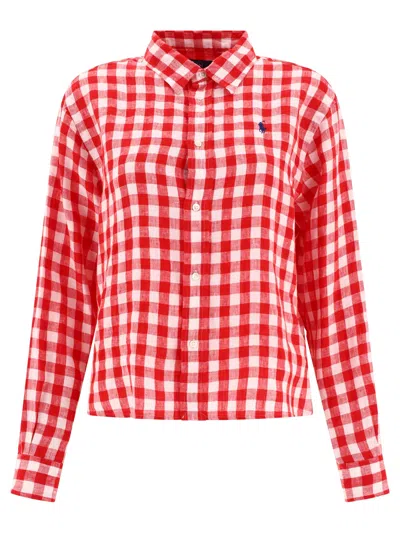 Polo Ralph Lauren Checked Linen Shirt In Red