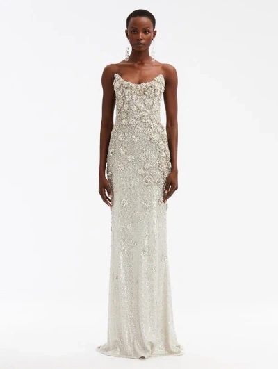Oscar De La Renta Crystal-embellished Strapless Gown