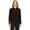 Moncler Logo Patch Long-sleeve Polo Shirt In Black