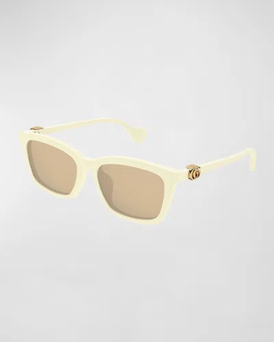 Gucci Gg Acetate Rectangle Sunglasses In Ivory