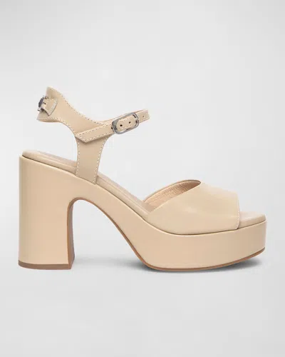 Nerogiardini Leather Chunky Ankle-strap Platform Sandals In Beige/khaki
