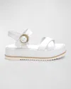 Nerogiardini Calfskin Crisscross Flatform Sandals In White