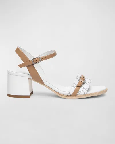 Nerogiardini City Logo Leather Ankle-strap Sandals In White