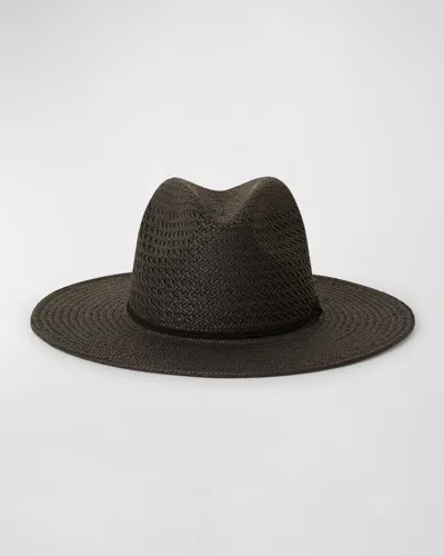 Btb Los Angeles Wendy Straw Fedora Hat In Black