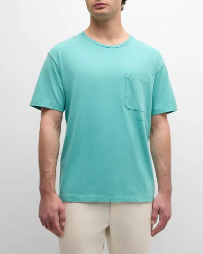 Frame Men's Relaxed Vintage Washed Tee In Aqua Blue