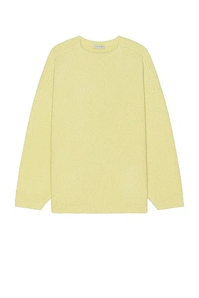 Fear Of God Virgin Wool Boucle Straight Neck Relaxed Sweater In Lemon Cream