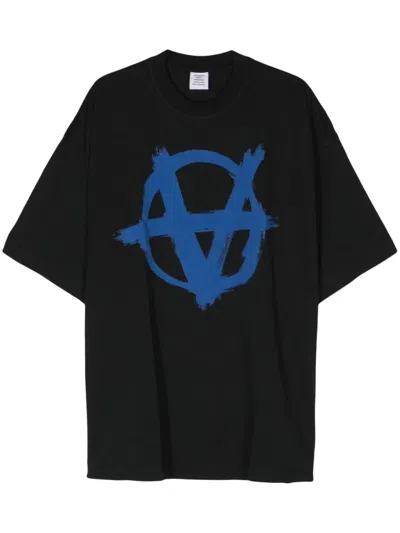 Vetements Double Anarchy Cotton T-shirt In Black