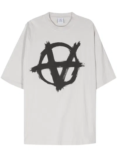Vetements Double Anarchy Cotton T-shirt In Navy