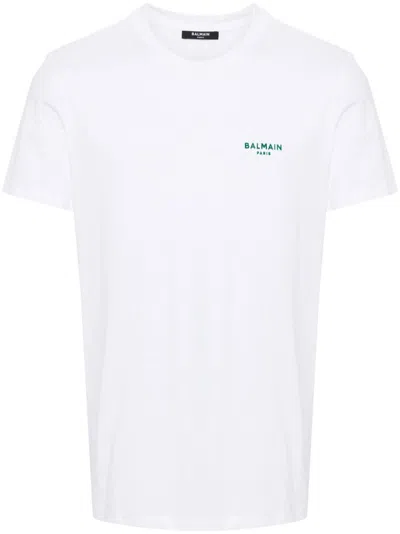 Balmain Logo-appliqué Cotton T-shirt In White
